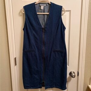 Women’s Vintage Carol Anderson CA 100% Cotton Zip Up Dark Wash Mini Dress 12